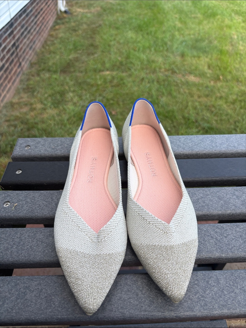 Rothy’s Pointy Knit Slip-On Flats in Light golds(Women)